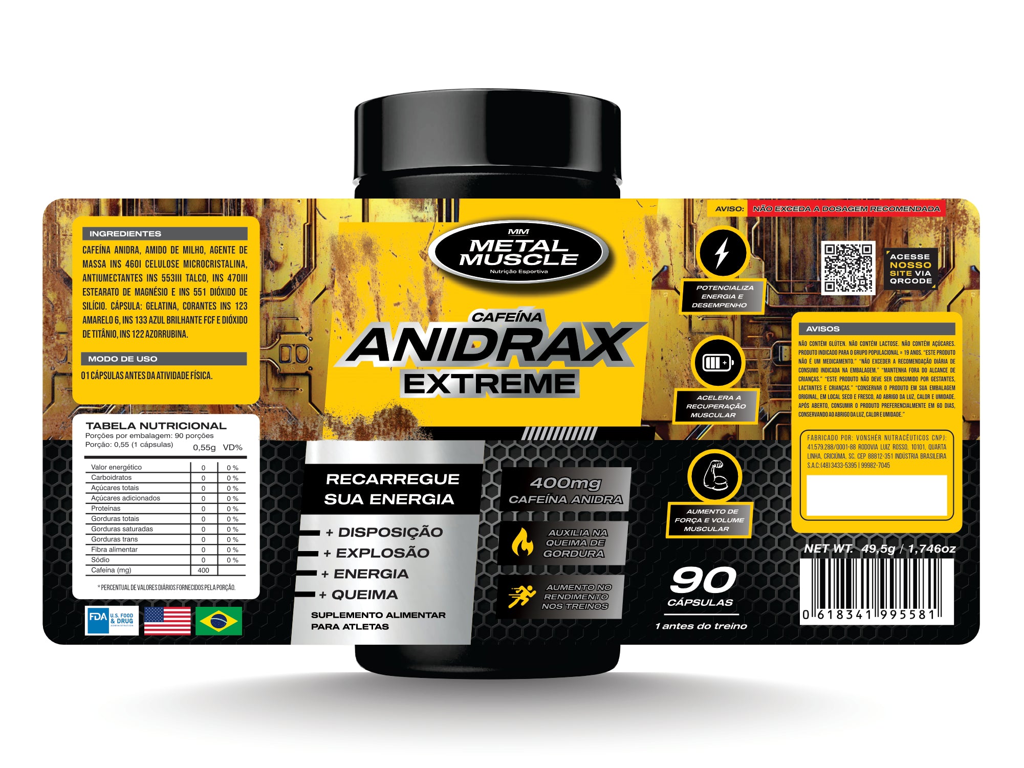 ANIDRAX EXTREME PRÉ-TREINO 90capss